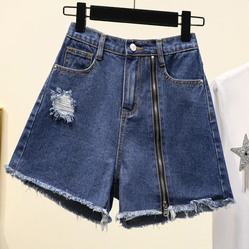 

Large Size Women's 2020 Summer New High Waist Slimming A- Line Denim Shorts Fat Mm Wide Leg Loose Fashion Hot Pants Women Jeans