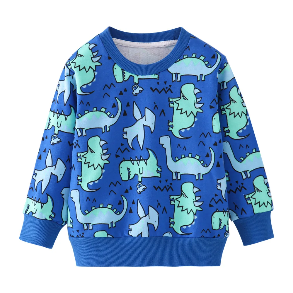 Толстовки с капюшоном с динозавром; спортивная рубашка для мальчиков; хлопковые топы; одежда для маленьких детей; Осенняя детская одежда с длинными рукавами; свитер для малышей