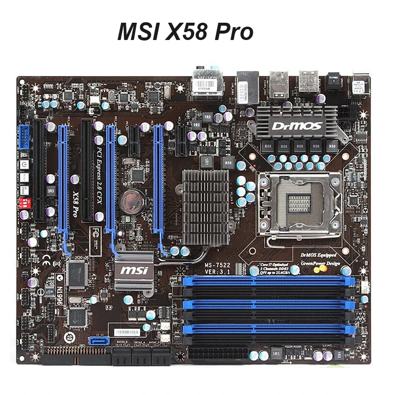 Материнская плата для MSI X58 Pro LGA 1366 DDR3 24 ГБ Intel X58A X58M настольная б/у материнская SATA II