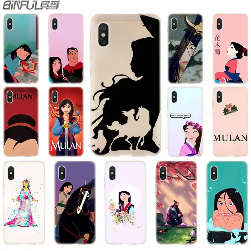 

cover soft Silicone TPU Case For Xiaomi Mi A3 9 8 A1 A2 Lite 6X F1 Mix 2s Max3 Redmi 7a Go Note 7 5 Cartoon Mulan