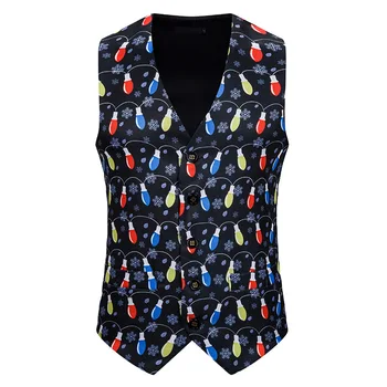 

Christmas style vest men's vest light bulb digital printing men's vest slim vest men's casual ball role play