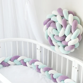 

2M/ Newborn Baby Bed Bumper Infant Crib Protector Weaving Knot Plush Baby Crib Bumper Protector Infant Pillow Room Decor