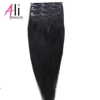 

ALI BEAUTY 100% Remy Brazilian clip in human hair Extenions Straight Hair 3pieces/set Clip In Hair 90g