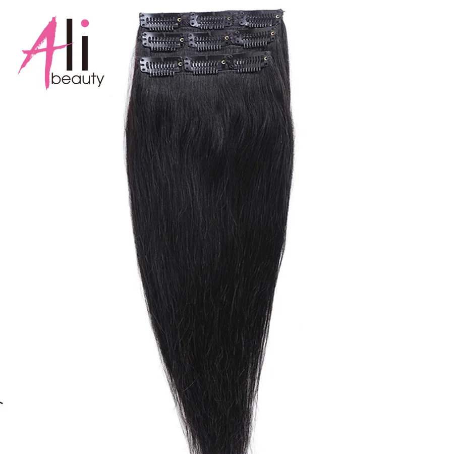 ALI BEAUTY 100% натуральные бразильские волосы Remy с зажимом прямые 3 шт./компл. зажимы