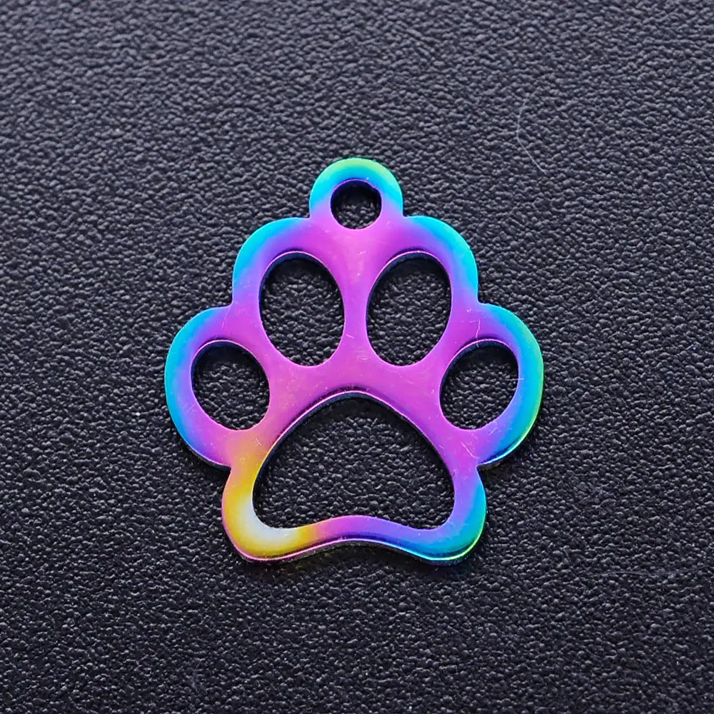 10 шт./лот Love Dog Paw 100% нержавеющая сталь Diy Подвески с радужным покрытием никогда не