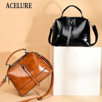 

ACELURE Casual Fashion Solid PU Leather Luxury Boston Handbags Women Messenger Bags Designer Shoulder Bag Female Tote Bag Mujer
