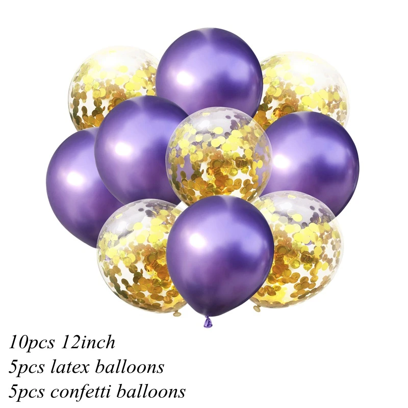 Metal purple G con 10 шт. 12 дюймов металлические цвета латексные шары воздушные шары с конфетти надувной шар для дня рождения, свадьбы, вечеринки - Цвет: Metal purple G con