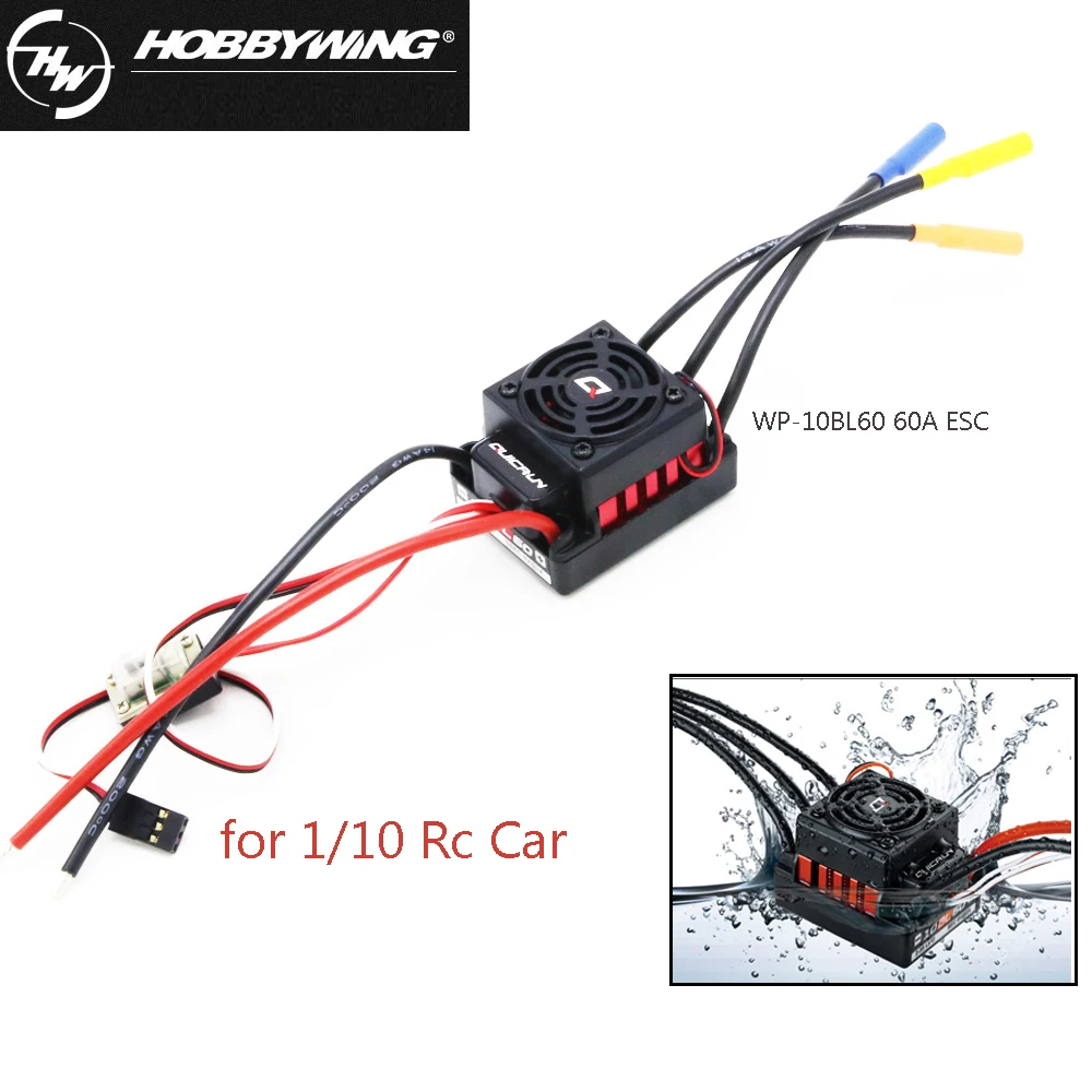 

1pcs Original Hobbywing QuicRun-WP-10BL60 Sensorless Brushless Speed Controllers 60A ESC for 1/10 Rc Car