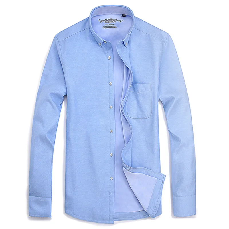 Oxford Warm Business Casual Shirt with Velvet Stripes Small Floral Long Sleeve Brand High Quality Shirt White Social Clothing XL