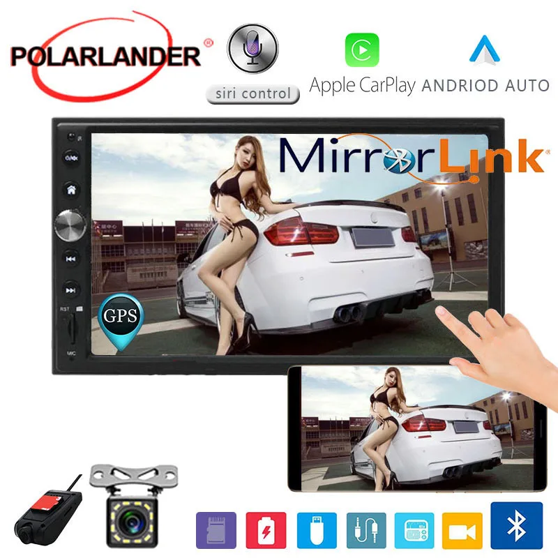 7 'ƈ DIN автомобильное радио Авторадио Зеркало Ссылка камера заднего вида DVR