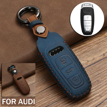 

Key Case For Car For Audi A6 C8 A7 A8 Q8 2018 2019 Genuine Leather Car Accessories Smart Car Key Cover Case Bag