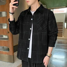 

Long Casual Autumn New Men's Sleeve korean Shirt Men's Shirt 2021 Plaid Shirt Men's Hong Kong Fashion Flower Shirt men clothes