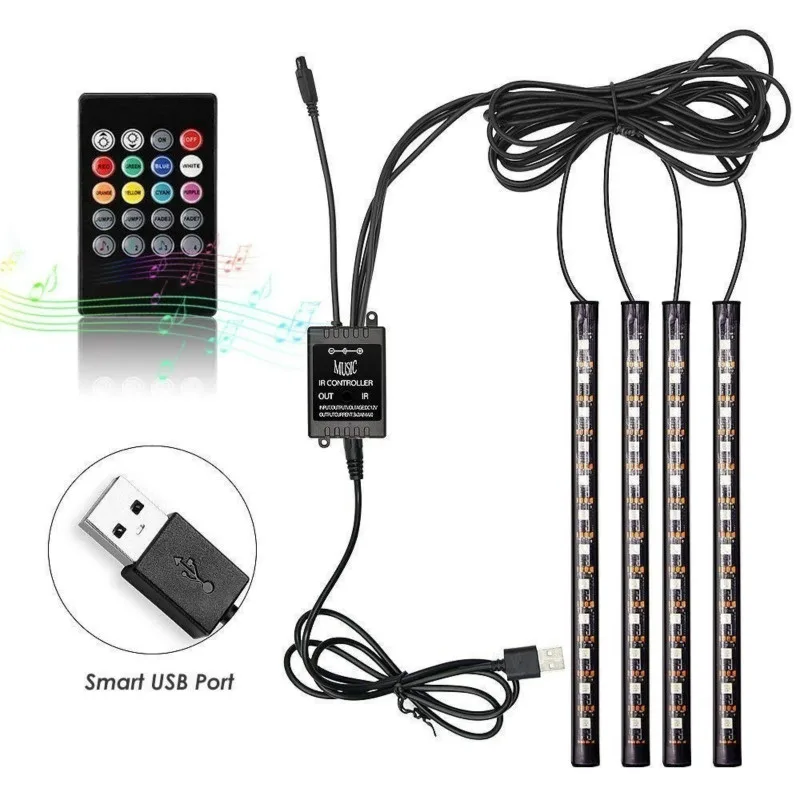 Новинка 4 шт. 12 Светодиодный светильник 5050 RGB автомобильный неоновый светильник s бар светильник s светодиодный автомобильный светильник неоновый светильник с дистанционным управлением