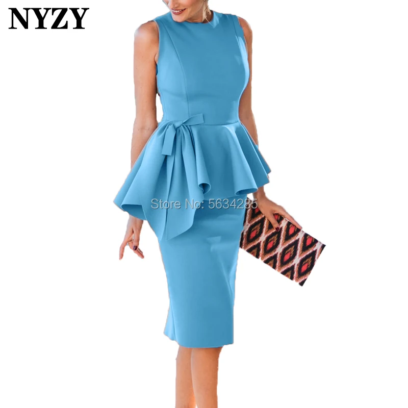 Satin Sky Blue Vestido Robe Cocktail Dresses 2020 Nyzy C89c Sleeveless Short Elegant Formal Dress Party Homecoming Cocktail Dresses Aliexpress