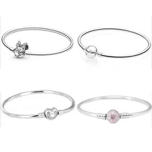 Moments Минни Микки желаемое сердце Розовый Цветущий Георгин застежка браслет подходит Европе браслет 925 пробы серебряные ювелирные изделия