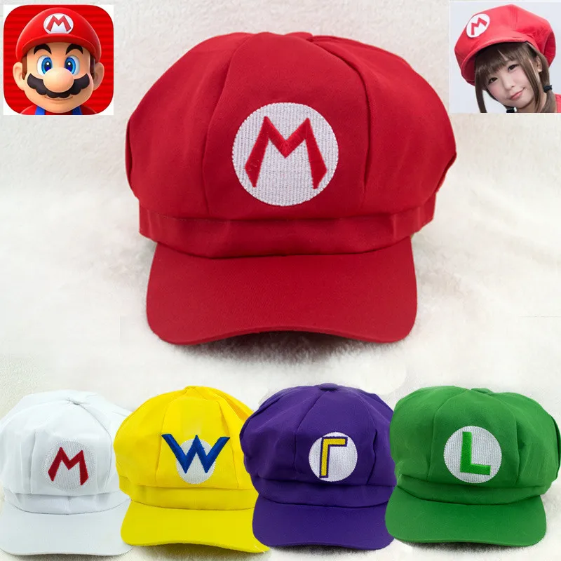 Classic Anime Super Mario Cosplay Props Hats Luigi Bros Dome Cotton Caps Boys Girls Baseball Cap Kids Adult Accessories
