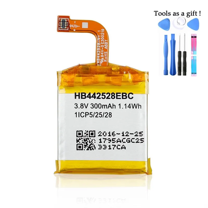 Original battery HB442528EBC for HUAWEI Watch 1 Watch1 Li Polymer Rechargeable Bateria Replacement 1ICP5/25/28 3.8V 300mAh