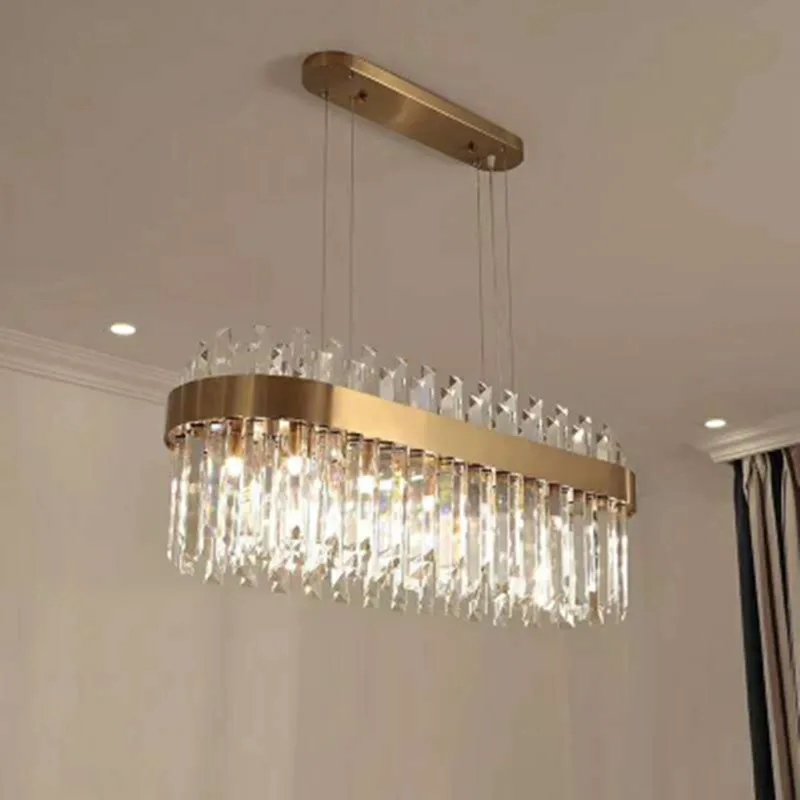 Luxury Gold Chandelier Lighting Dining Room Suspension Crystal Lamp Kitchen Island LED Cristal Lustres AC110-240V Light