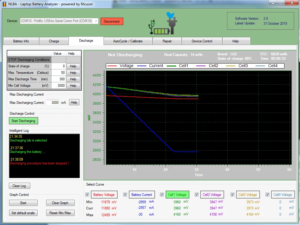 Universal Laptop Battery Tester and Analyzer NLBA1 - Charge Discharge Calibrate