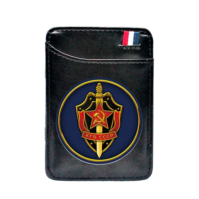 Cool FSB The Federal Security Service of the Russian Leather Card Holder Magic Wallet Fashion Men Women Short Purse BE505-Black
