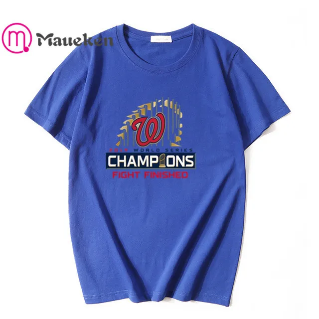 nationals world series champions T-Shirt Men Short Sleeve cotton O Neck T shirts for washington fans gift 004