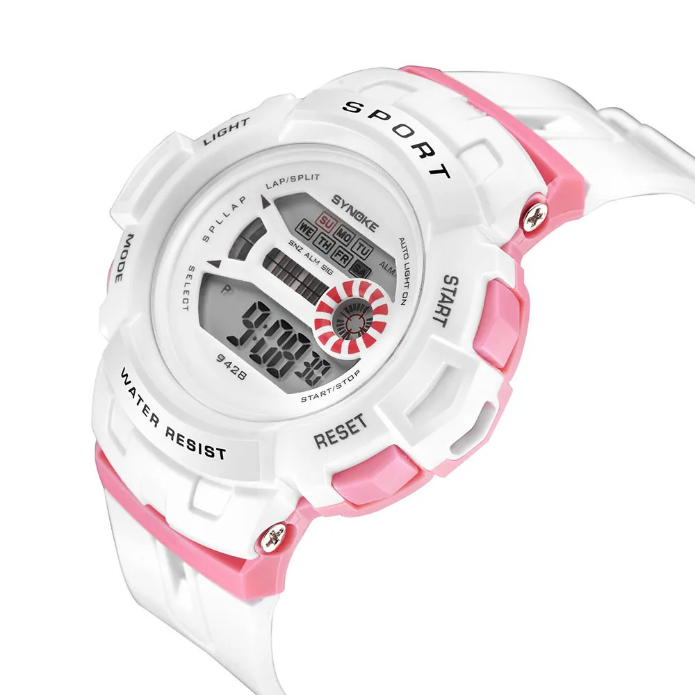 SYNOKE для маленьких мальчиков и девочек цифровые часы Водонепроницаемый спортивные часы для детей отображение дня недели EL светильник Пластик группа שעון לילד horloge jongens