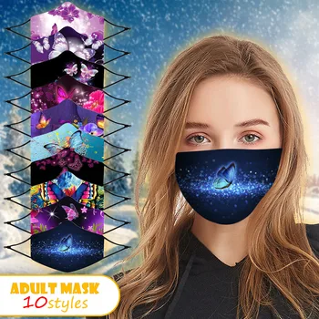 

1PCS+1Filter Adults Christmas Butterfly Print маска для лица с принтом Face Masks Washable masque Breathable Mascarilla