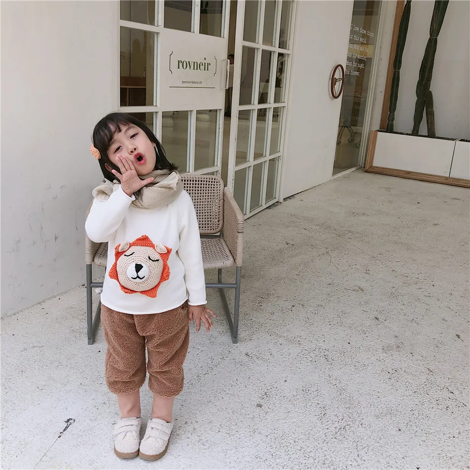 Tonytaobaby/Новая зимняя детская одежда для мальчиков и девочек; три цвета; Плюшевые брюки с рисунком животных; штаны для мальчиков