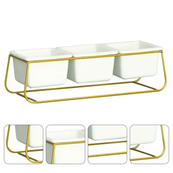 

1 Set Durable Modern Fashion Stylish Succulent Planter Planter With Iron Rack Ceramic Flowerpot Flowerpot Decor