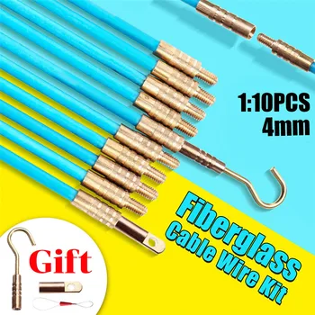 

10pcs Fiberglass Wire Cable Electrical Push Puller Rodder Fish Tape Kit 4mm 1 Meter DAG-ship