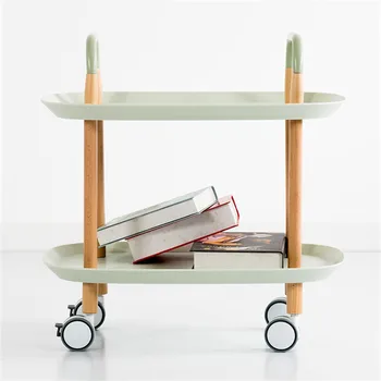 

Nordic Solid Wood Small Coffee Table Tea Cart Storage Dining Car Modern Minimalist Living Room Multi-function Sofa Side Tables
