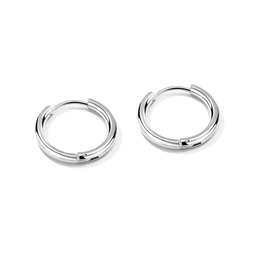 Huggie серьги-кольца из нержавеющей стали спираль очень маленькие кольца пирсинг хряща уха для парней хип-хоп - Окраска металла: Silver 14mm