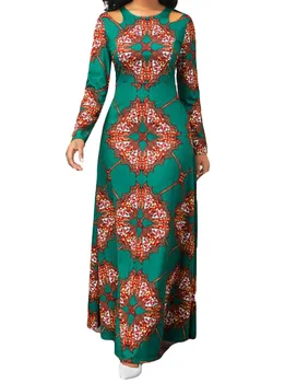 

African Dashiki Dress Print Maxi Dresses Ethnic Muslim Abaya Bazin Robe Gowns Africa Long Riche Lady Traditional Hipster Islamic