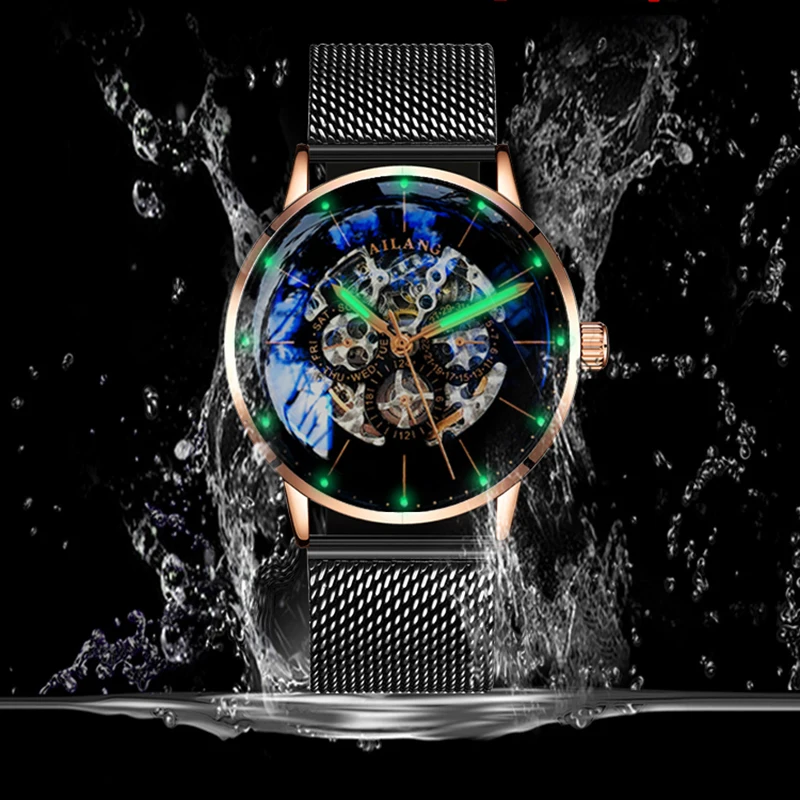 

AILANG Men Automatic Watches Luxury Business Mechanical Hollow Watch Men Luminous Waterproof Wristwatch Male Relogio Masculino