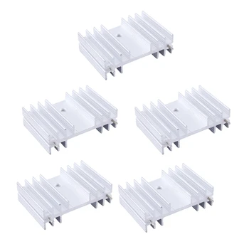 

5 x silver tone aluminum coolers 36x25x11mm for transistors