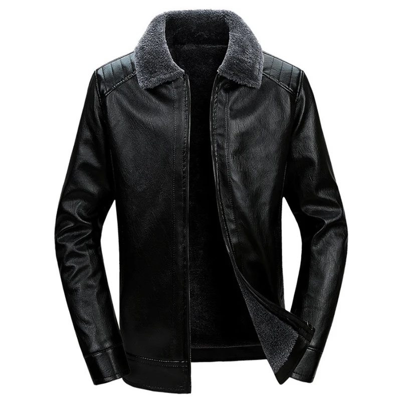 Новая зимняя мотоциклетная мужская кожаная куртка Мужская ветровка Куртки из