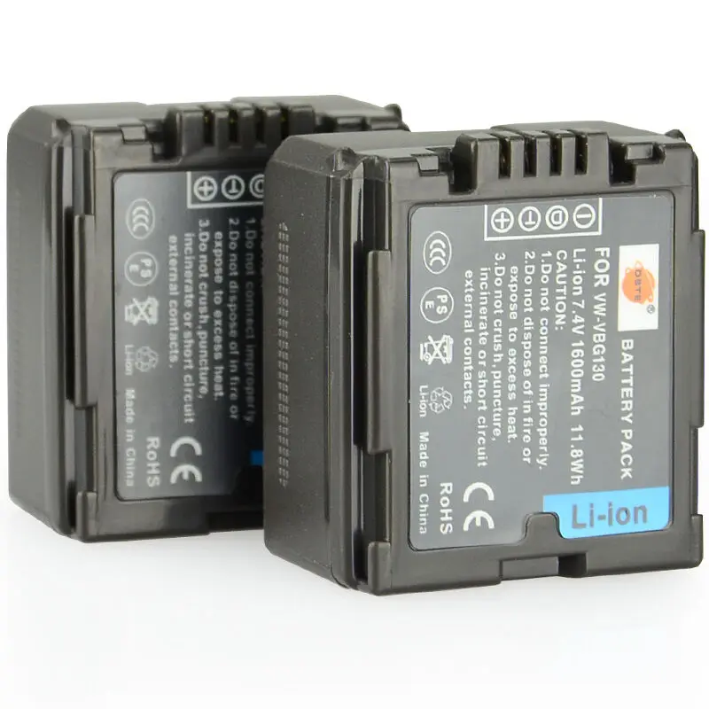 3 шт. 1600 мАч 7,4 V VW-VBG130 VBG130-M Камера Батарея для цифрового фотоаппарата Panasonic SD100 SD20 HS20 HS200 HS300 TM300 TM20 HS250 HS100 TM20 TM10