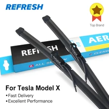 REFRESH Windshield Wiper Blades with Spray Bar for Tesla Model X Fit Pinch Tab Arms 2016 2017 2018 2019