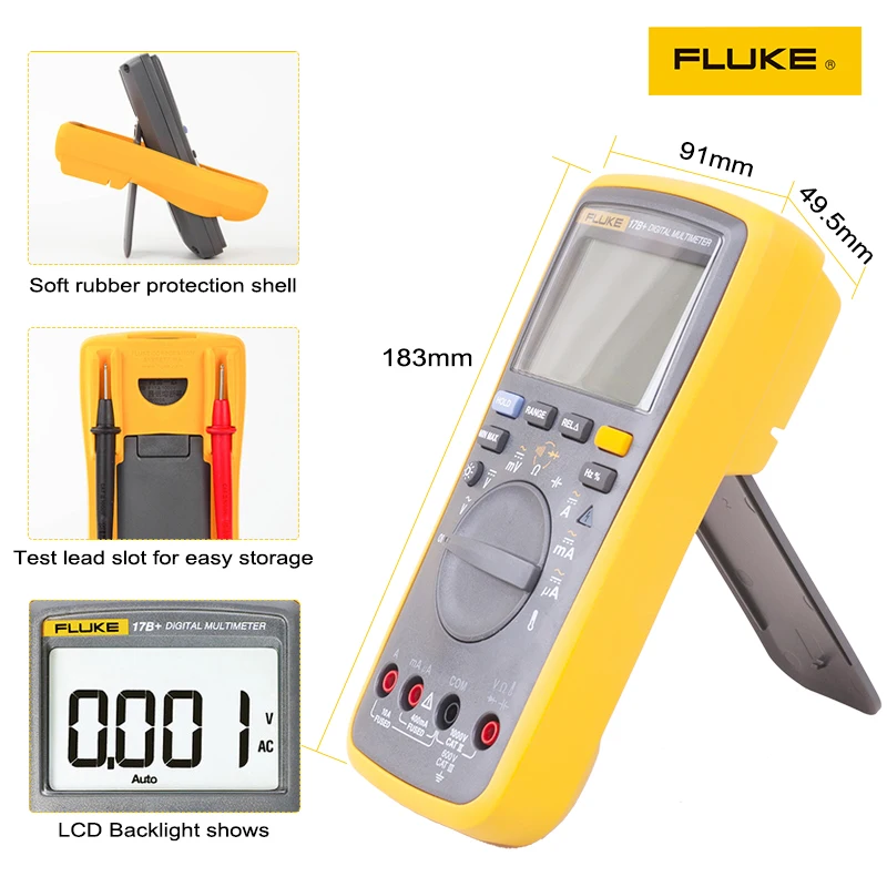 Fluke 17B + цифровой мультиметр Температурный Зонд TL75 тестовые выводы мягкий