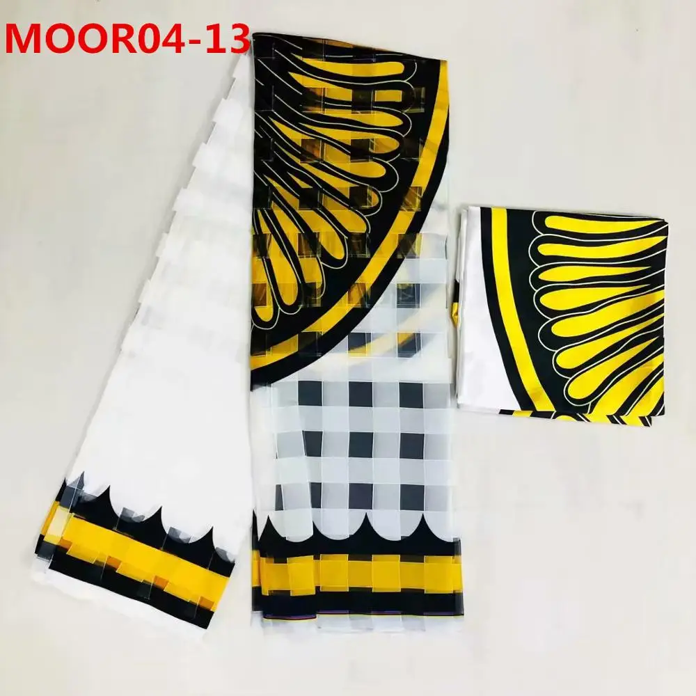MOOR04-13 Новое поступление Мода Высокое качество 4 ярдов органза ткань с 2 ярдов шелк с рисунком красочные ткани - Цвет: MOOR04-13