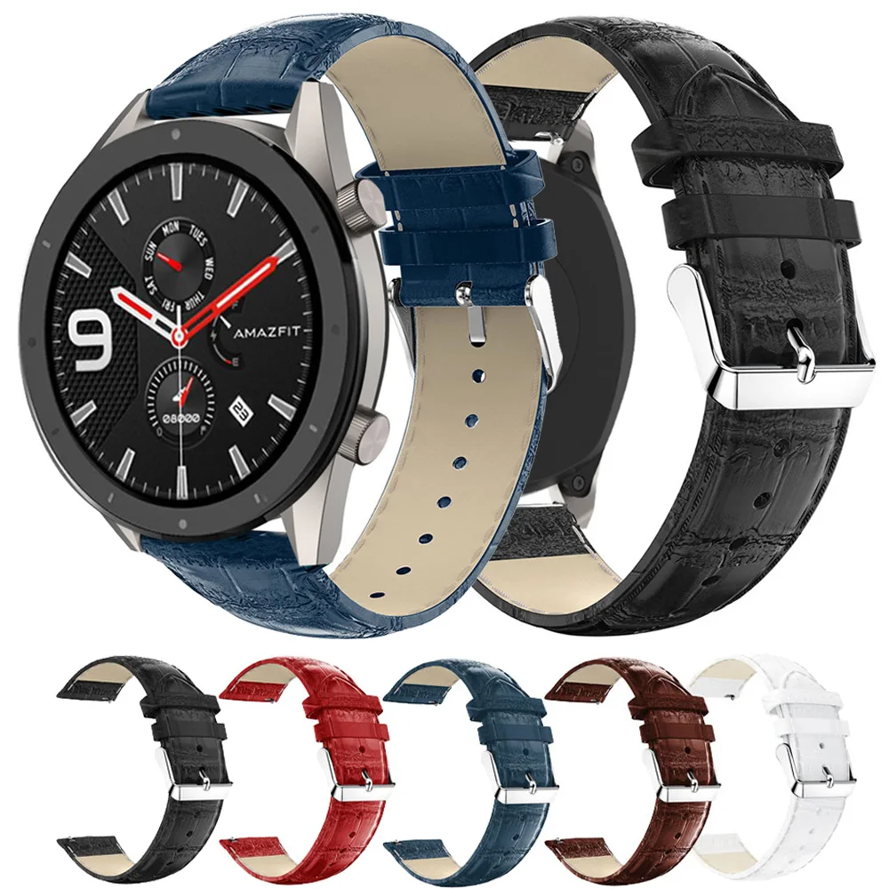 

Crocodile Pattern Genuine Leather Band For Huami Amazfit GTR 47mm Smart Watch Replacement Bracelet Belt 22MM Watchband Strap