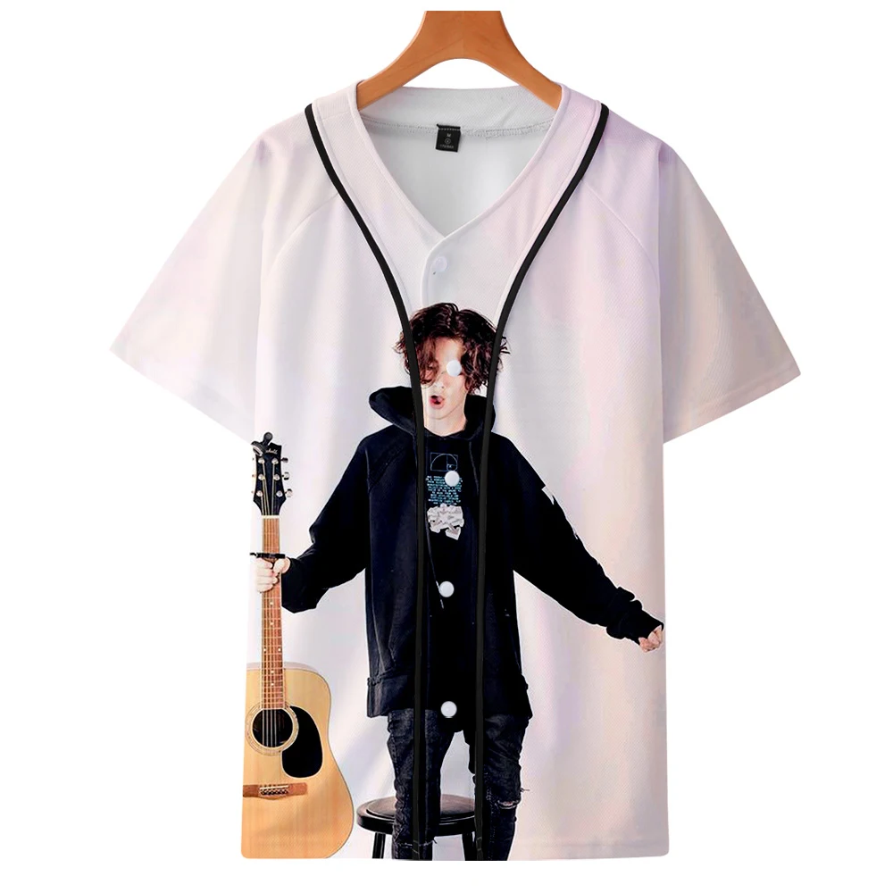 

Fashion ultra-thin baseball uniform cute short-sleeved summer jacket 3D printed payton moormeier male/female V-neck clothing