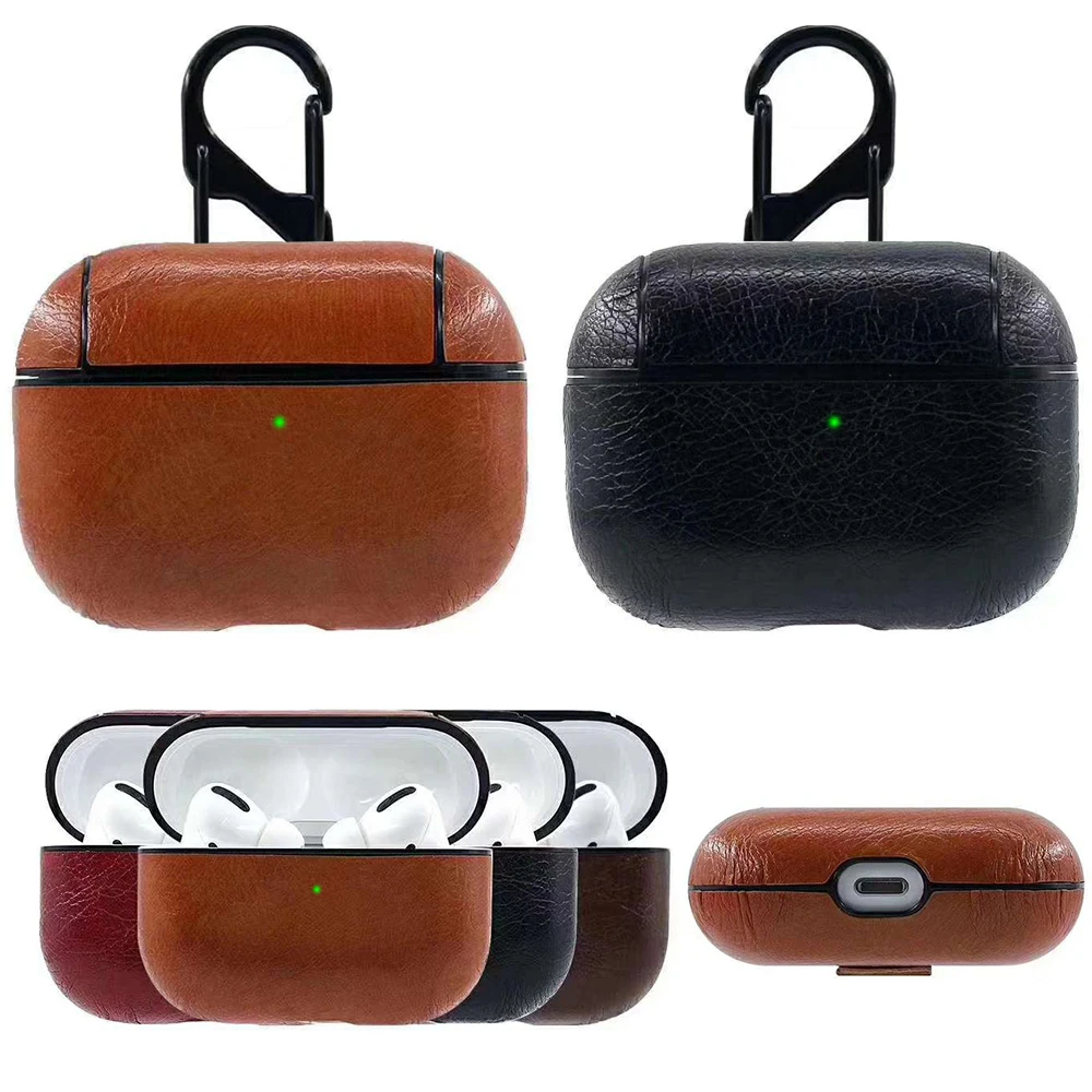 Для Apple Airpods Pro Кожаный ремешок с кнопками чехол для наушников Защитный airpods 3