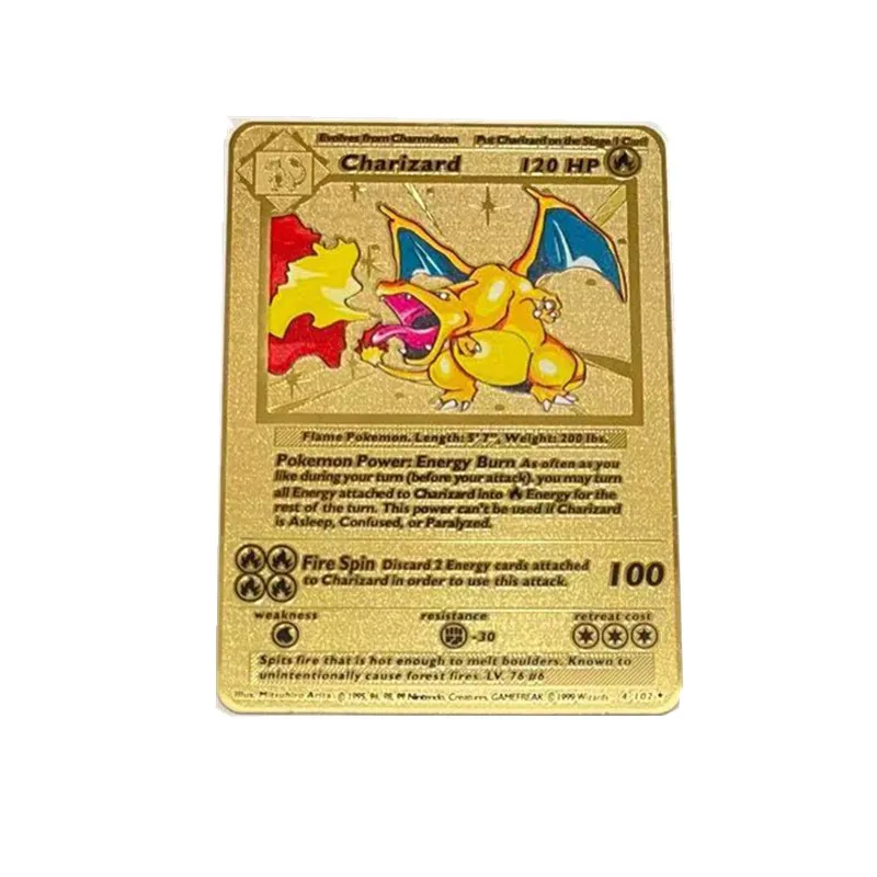 Inglês pokemon cartão de ouro original mew mewtwo charizard venusaur  arco-íris pokemon ouro metal conjunto vmax gx treinador presente -  AliExpress