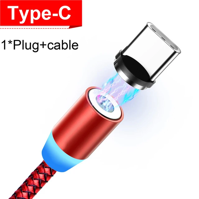 Red For Type C INIU светодиодный магнитный кабель Micro usb type-C для быстрой зарядки для iPhone 11 samsung, магнитный Micro usb type-C шнур зарядного устройства - Цвет: Red For Type C