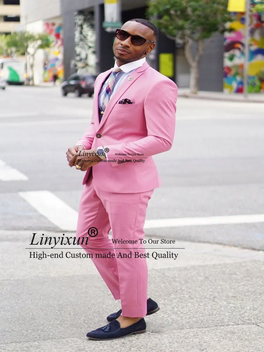 Latest Coat Pant Design Hot Pink Men 