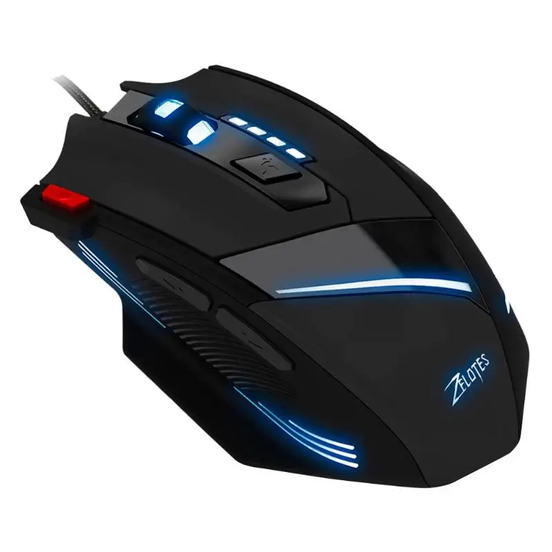 ZELOTES T-60 USB Проводная мышь 6 передач 7200 dpi регулируемые игровые оптические мыши 7 программируемых кнопок Игровые мыши для настольного ноутбука