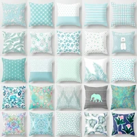 Super Hot Hipster Light Blue Green Mint Cushion Cases Modern Geometry Print Boho Decorative Pillowcase Sofa Couch Throw Pillows 1