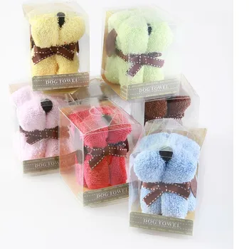 

200pcs Creative wedding favor small dog puppy towel ideal Christmas birthday gift with box 20*20CM