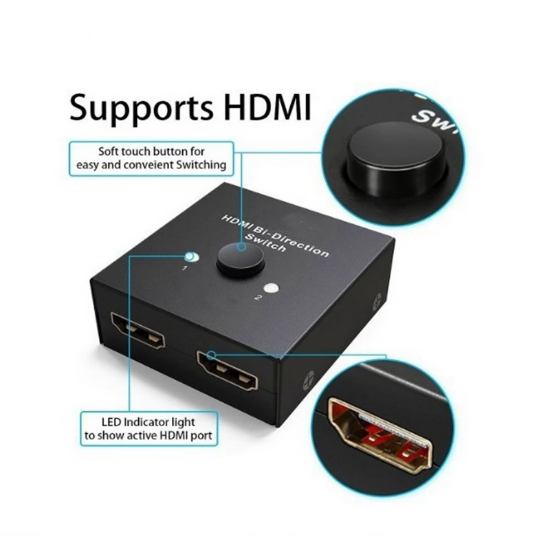 HDMI Bi-directional 2x1 Switch 1x2 Splitter 4K 1.4v Selector 3D